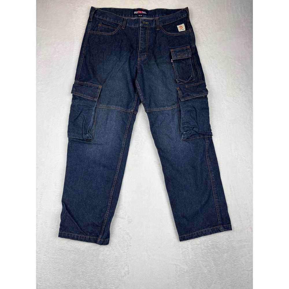 Bocomal FR Flame Resistant Cargo Mens 34x30 Jeans Dark Wash CAT 2 Workwear Fade